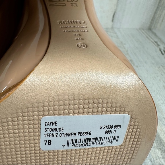 New Schutz Zayne Mary Jane Patent Platform Pump in Nude #201 - Picture 6 of 11